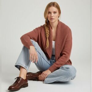 Kismet Dusty Rose Open Front Knit Sweater